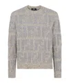 Fendi Monogrammed Crewneck Knit Sweater In Gray