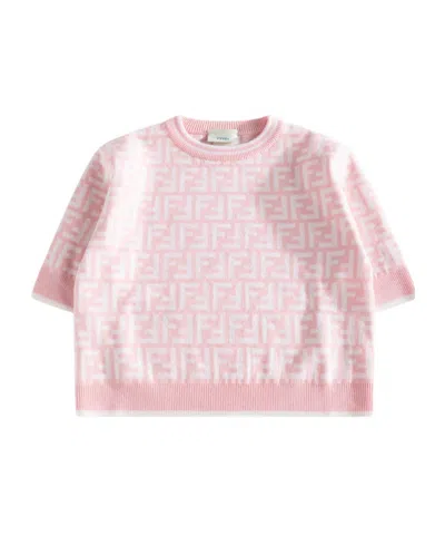 Fendi Round Neck Sweater In Pink