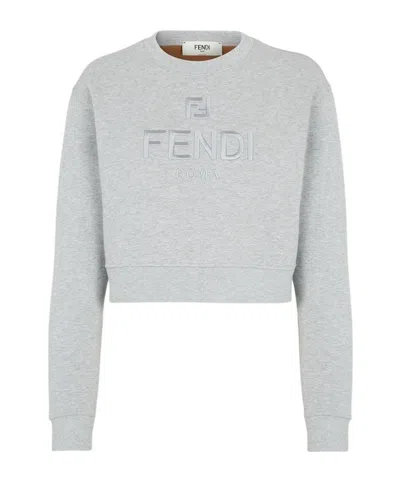 FENDI FENDI LOGO EMBROIDERED CREWNECK SWEATSHIRT