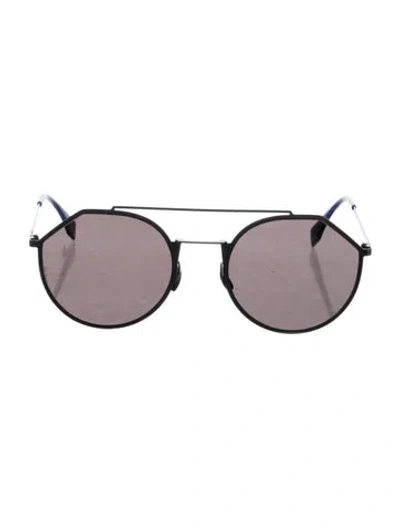 Pre-owned Fendi Round Tinted Sunglasses In Blue