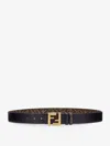 Fendi Men Rounded Reversible Belt In Brown