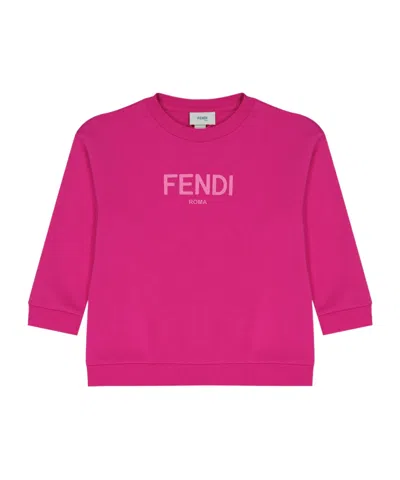 Fendi Kids' Round-neck Logo Sweatshirt In Pink