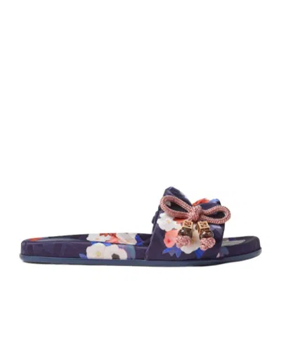 Fendi Round-toe Slippers In Blue