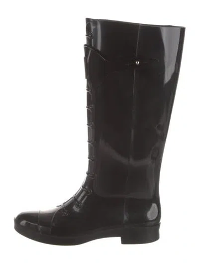 Pre-owned Fendi Rubber Boots In Black
