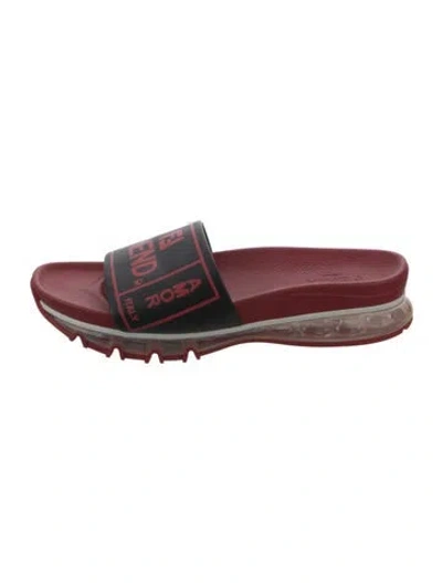 Pre-owned Fendi Rubber Graphic Print Slides In Red