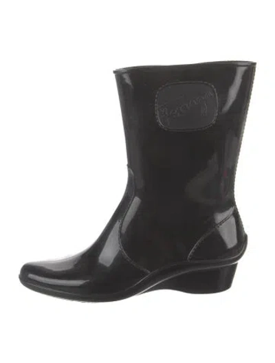 Pre-owned Fendi Rubber Rain Boots In Black