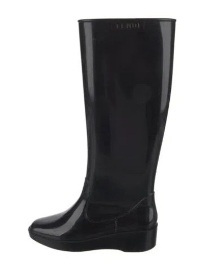 Pre-owned Fendi Rubber Rain Boots In Black