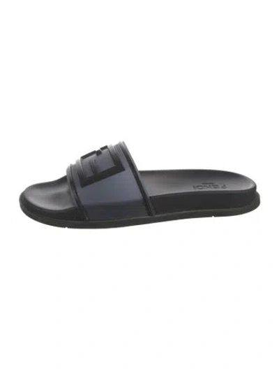 Pre-owned Fendi Rubber Slides In Black