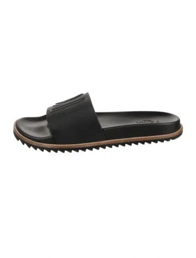 Pre-owned Fendi Rubber Slides In Black