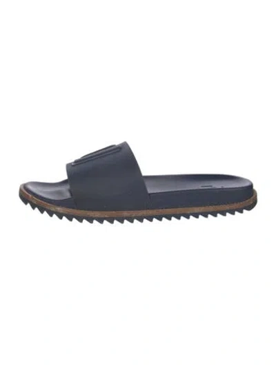 Pre-owned Fendi Rubber Slides In Blue