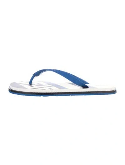 Pre-owned Fendi Rubber Striped Flip Flops In Blue