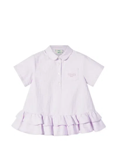 Fendi Babies' Ruffled Buttoned Dress In Purple