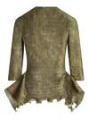 Fendi Ruffled Buttoned Sweater In Green