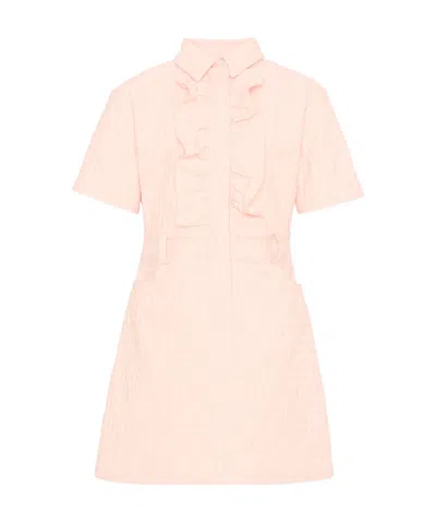 Fendi Kids' Ruffled Collared Dress In Pink