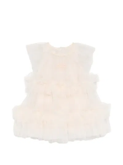 Fendi Babies' Ruffled Dress In Neutral