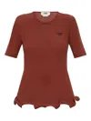 Fendi Short-sleeved Wool Sweater With Logo In Animal Print