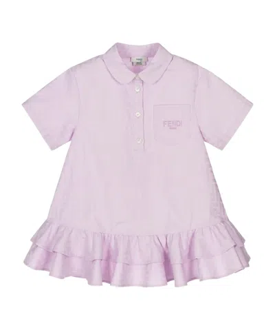 Fendi Ruffled Shirt Dress In Purple