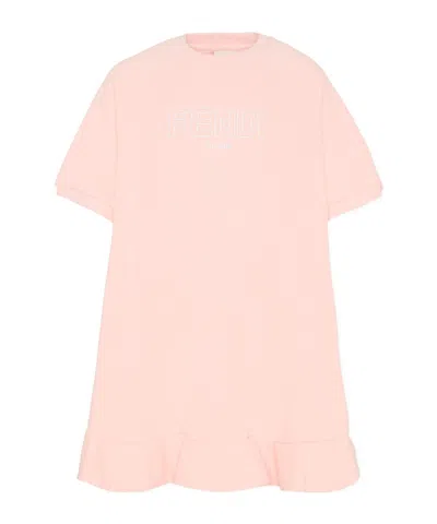 Fendi Kids' Ruffled Short-sleeves Dress In Pink
