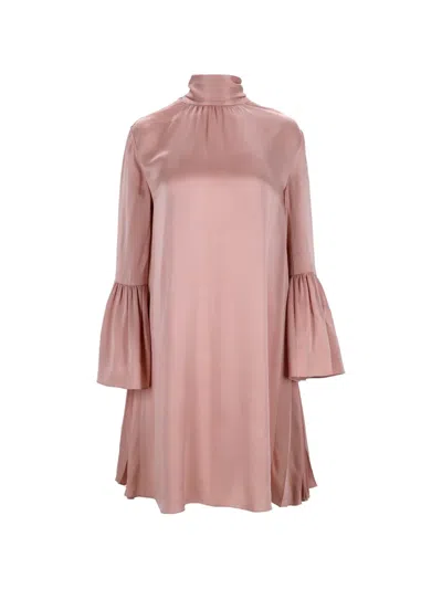 Pre-owned Fendi Ruffled Sleeve Turtleneck Mini Dress In Pink