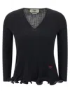 Fendi Ruffled Sweater Sweaters And Cardigans Black In Black
