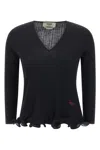Fendi Ruffled Sweater Sweaters And Cardigans Black In Black