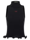 Fendi High Neck Fitted Sleeveless Top With Ruffles Clothing In Black