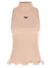Fendi Cotton Top Finished With Ruffles In Pink