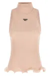 Fendi Cotton Top Finished With Ruffles In Pink