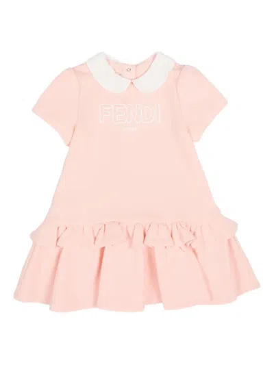 Fendi Baby Girls Logo Ruffle Dress In Pink
