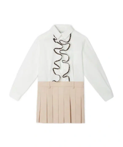 Fendi Kids' Ruffled-trim Pleated-skirt Dress In Blue