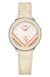 Fendi Run Away Genuine Elaphe Snakeskin Leather Strap Watch, 28mm