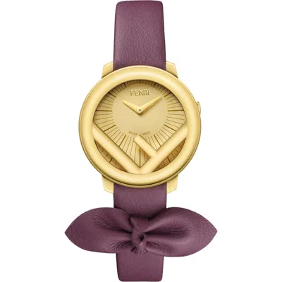FENDI FENDI RUN AWAY LEATHER STRAP WATCH, 28MM