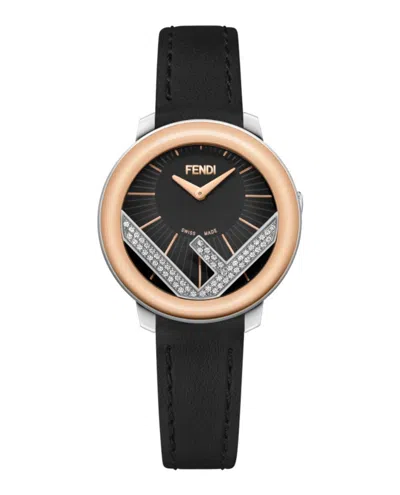 Fendi Run Away Leather Watch In Black