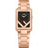 Fendi Run Away Rectangle Bracelet Watch, 22.5mm X 32mm In Rose Gold/black/rose Gold