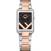 Fendi Run Away Rectangle Bracelet Watch, 22.5mm X 32mm In Rose Gold/black/silver