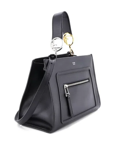 Pre-owned Fendi Runaway Bag Leather Small Satchel In Black