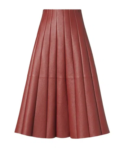 Fendi Rust-colored Deerskin Selleria Skirt In Red
