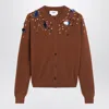 Fendi Rust Ff Cashmere And Wool Cardigan In Brown
