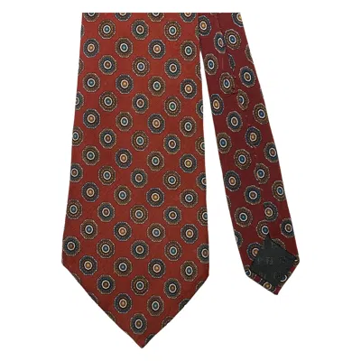 Pre-owned Fendi Rust Teal Polka Dot Silk Tie In Green