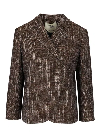 Fendi Rust Wool And Alpaca Jacket Jackets Brown