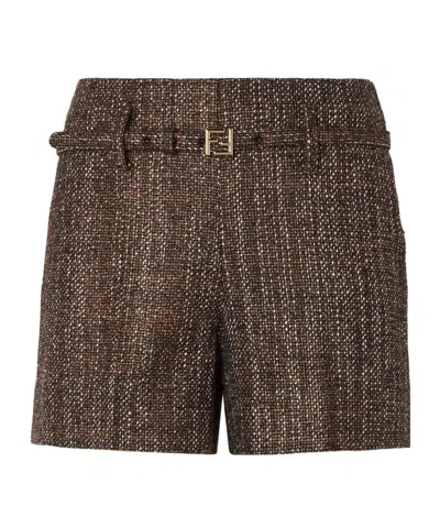 FENDI FENDI FF-BUCKLE BELTED STRAIGHT-CUT SHORTS