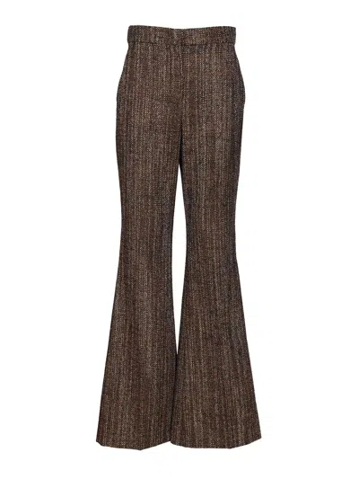 Fendi Rust Wool And Alpaca Trousers Brown