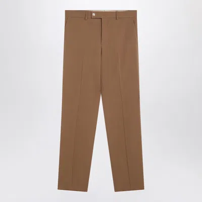 Fendi Rust Wool Trousers Men In Brown
