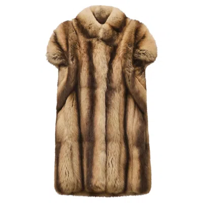 Pre-owned Fendi Sable Fur Hooded Gilet In Brown