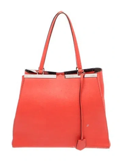 Pre-owned Fendi Saffiano Leather 3 Jours Tote Bag In Orange