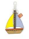 Fendi Sailboat Leather Keyring In Neutral