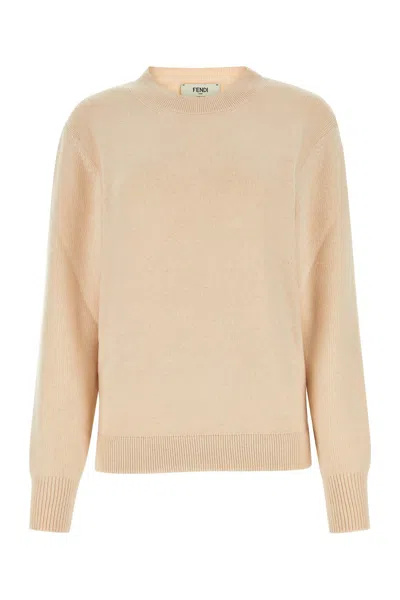 FENDI SAND STRETCH WOOL BLEND SWEATER