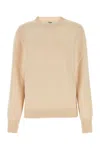 Fendi Women Sand Stretch Wool Blend Sweater In Beige
