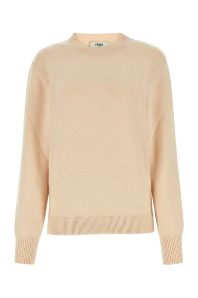 FENDI SAND STRETCH WOOL BLEND SWEATER
