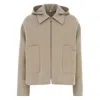 Fendi Wool Reversible Hooded Jacket Long Sleeves In Brown